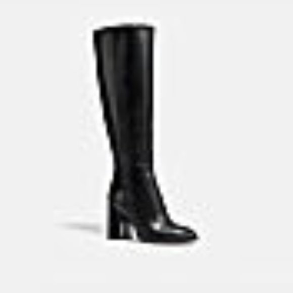 New Coach Brigitte Smooth Black Leather Boots Knee-High G5341 Sz 9.5 B